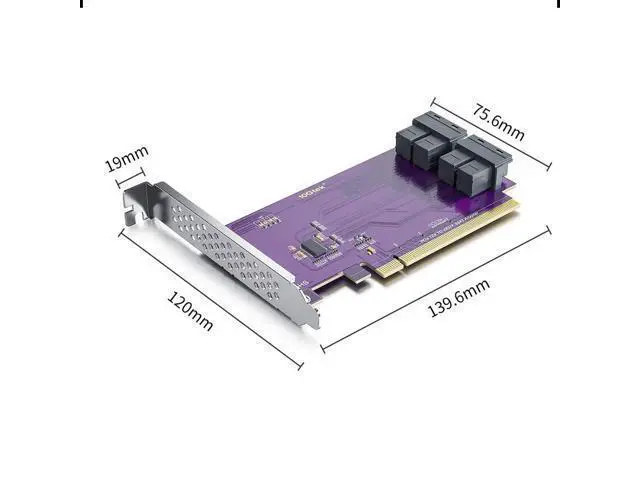 Alt view image 5 of 5 - Vszerda PCIe to SFF-8643 Adapter for U.2 NVMe SSD, PCIe 3.0 X16, Quad SFF-8643 Ports, SAS Adapter Card Support Windows 10/2016/2019, VMware ESXi 6/7, Linux 18/20/21, REHL/Cent0S 7/8 and More