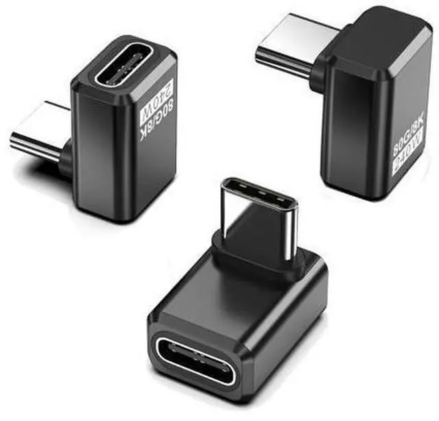 Main image of Vszerda 3 Pack 240W USB C 90 Degree Adapter,USB C Right Angle Adapter,Support Dual 8K@60hz Video,Compatible with MacBook,Ipad,Thunderbolt 5/4/3, Phone,Steam Deck,Switch2/1,Black