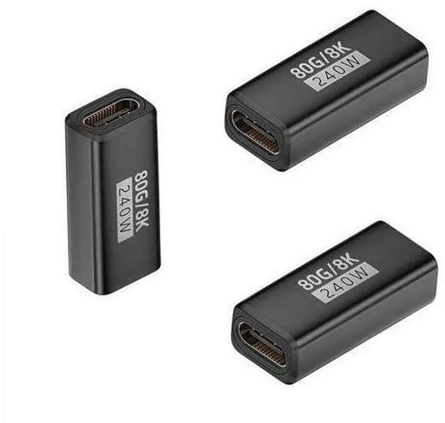 Main image of Vszerda 3-Pack 240W USB C Coupler Thunderbolt 5, USB c Female to Female, Support 80Gbps,120Gbps Bandwidth, Dual 8K,16K,@60hz Video, for MacBook, Ipad, Thunderbolt 5/4/3,iPhone 17,USB4,Razer Blade.