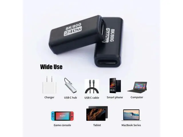 Alt view image 5 of 12 - Vszerda 3-Pack 240W USB C Coupler Thunderbolt 5, USB c Female to Female, Support 80Gbps,120Gbps Bandwidth, Dual 8K,16K,@60hz Video, for MacBook, Ipad, Thunderbolt 5/4/3,iPhone 17,USB4,Razer Blade.