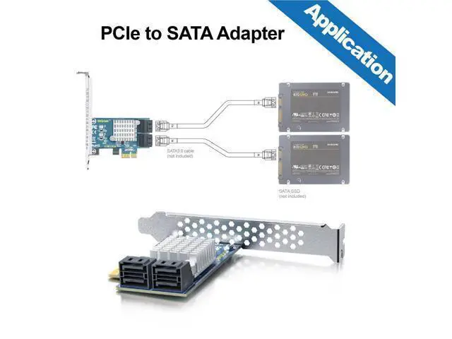 Alt view image 4 of 4 - Vszerda PCIe SATA Card 4 Port with 4 SATA Cables and Low Profile Bracket, 6Gbps SATA3.0 Controller PCI Express Expansion Card, X1, Support 4 SATA 3.0 Devices