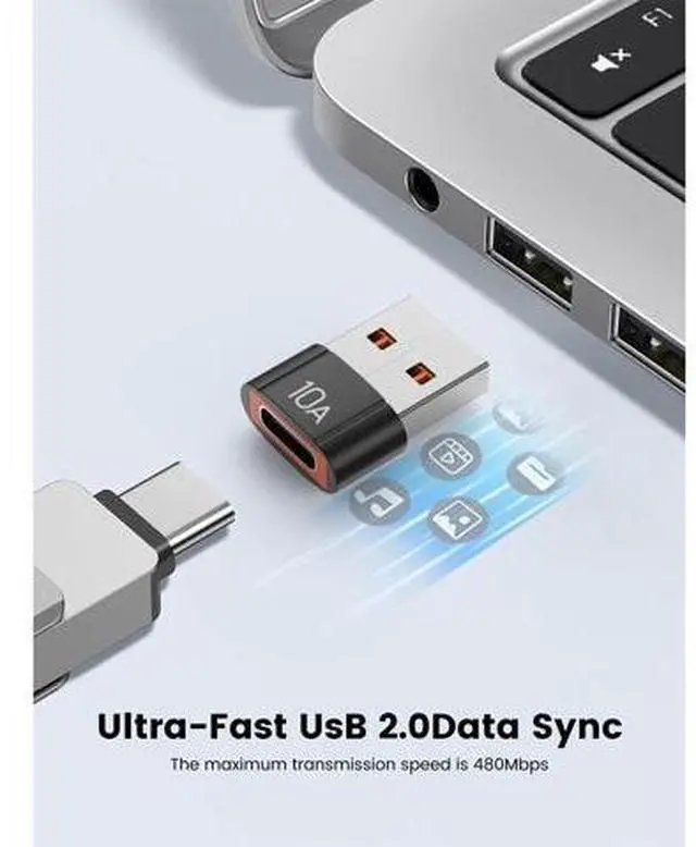 Alt view image 2 of 6 - Vszerda 10 Pack 200W USB C to USB Adapter,C Male to USB3.1 Female Charger,Up to 10Gbps Data Transfer,for Apple Watch Ultra iWatch Series 8 7,iPhone 17 16 Plus Pro Max,Google Pixel