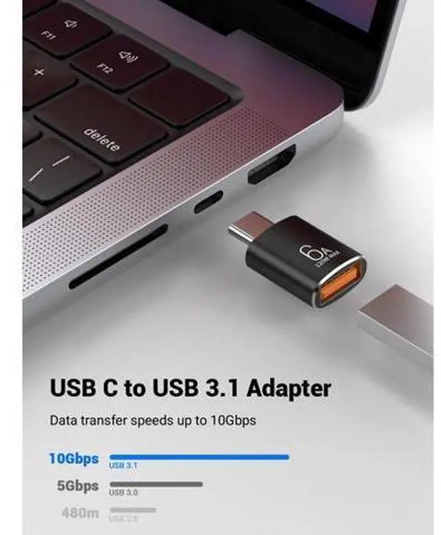 Alt view image 3 of 6 - Vszerda 10 Pack 200W USB C to USB Adapter,C Male to USB3.1 Female Charger,Up to 10Gbps Data Transfer,for Apple Watch Ultra iWatch Series 8 7,iPhone 17 16 Plus Pro Max,Google Pixel