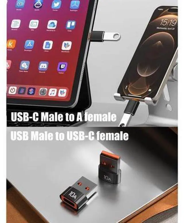 Alt view image 6 of 6 - Vszerda 10 Pack 200W USB C to USB Adapter,C Male to USB3.1 Female Charger,Up to 10Gbps Data Transfer,for Apple Watch Ultra iWatch Series 8 7,iPhone 17 16 Plus Pro Max,Google Pixel