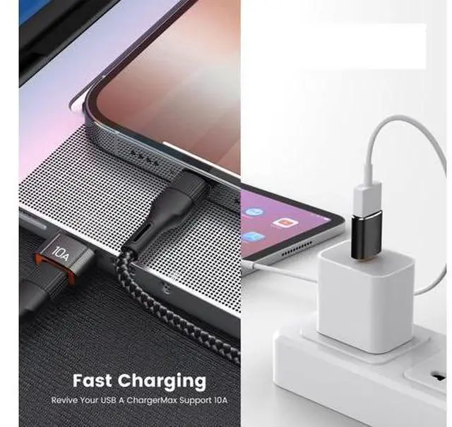 Alt view image 5 of 6 - Vszerda 10 Pack 200W USB C to USB Adapter,C Male to USB3.1 Female Charger,Up to 10Gbps Data Transfer,for Apple Watch Ultra iWatch Series 8 7,iPhone 17 16 Plus Pro Max,Google Pixel