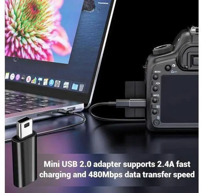 Alt view image 5 of 6 - Vszerda 4Pack USBC to Mini USB Adapter, USB Mini to Usbc Adapter Supports Charge & Data Sync Compatible with Digital Camera,GPS Receiver,Dash Cam,MP3 Player and Other mini Device
