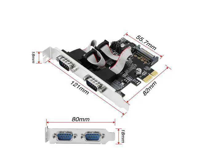 Alt view image 7 of 7 - Vszerda Dual Port PCI Express RS-232 DB9 Serial Port Card for Windows XP, Vista,7, 8.x, 10, 11 32/64bit and Linux PCs, PCIE 2X DB9 Card