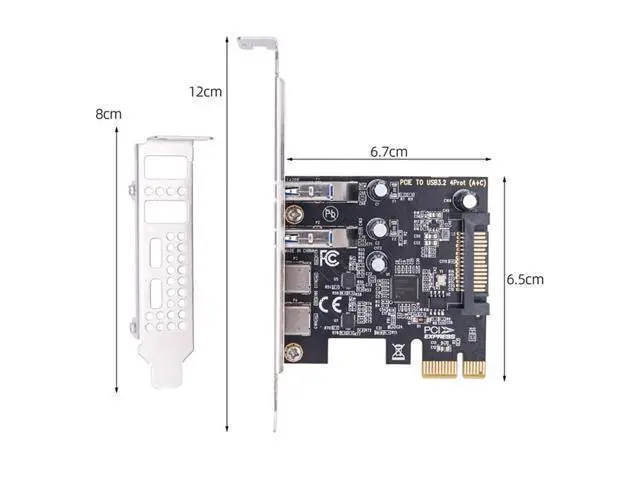 Alt view image 5 of 7 - Vszerda 5Gbps USB3.1 Gen1 Dual Type-A & Type-C USB-C Female to PCI-E Express 1x Card Adapter uPD720201 with Low Profile Bracket