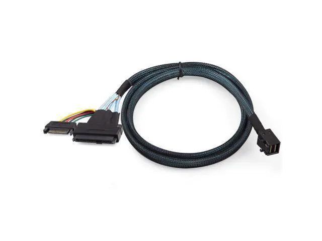 Alt view image 6 of 7 - Vszerda Mini SAS SFF-8643 to U.2 SFF-8639 Cable, PCIe 4.0 X4 85 Ohm with 15-Pin SATA Power for NVMe SSD Hot-Swap, 1m/3.3ft