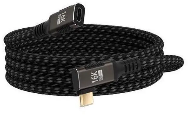 Main image of Vszerda USB-C extension Cable 90 degree long 6.6FT Compatible with Thunderbolt 5/4/3 extender 80Gbps Data Transfer,right angle usbc cable male to female extension,8K/16K Display/PD 240W Fast Charging