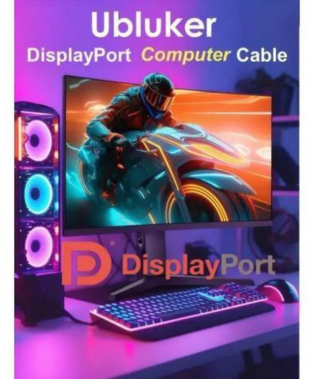 Alt view image 2 of 4 - Vszerda 10K 8K DisplayPort 2.1 Cable 54Gbps 16.4 FT, Certified DP to DP Cord 4K 240Hz 165Hz 144Hz 120Hz 10K 8K 120Hz Nylon Braided UHBR HDCP2.3 FreeSync G-Sync RTX5090 Gaming Monitor PC Projector