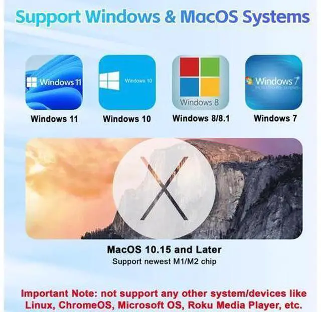 Alt view image 3 of 7 - Vszerda USB to HDMI VGA Adapter 2X 1080P@60Hz Dual Monitor Extender 1 in 2 Out External Graphics Card Support Windows MacOS M1/M2 Systems, Built-in Driver, Simultaneously Output VGA+HDMI