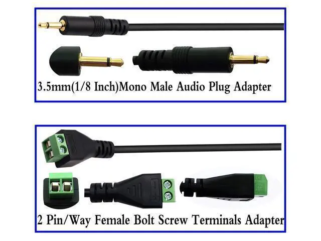 Alt view image 5 of 7 - Vszerda 3.5mm Screw Terminal Block Connector Cable (1/8Inch) 3.5mm TS Mono Male to 2 Pin/Way Female Bolt Screw AUX Headphone Type Adapter Cable30CM/2Packs) (2Pole/M)