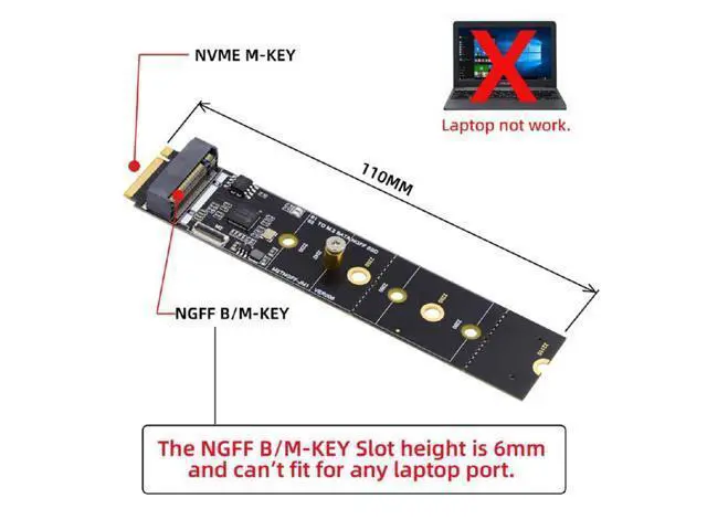 Alt view image 4 of 7 - Vszerda JMB582 SATA NGFF Key B+M SSD to NVME M-Key Motherboard Desktop Adapter Converter Card for SSD 2280