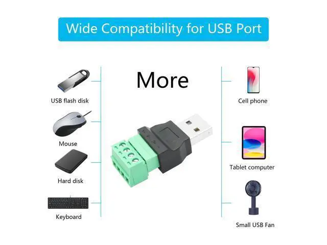 Alt view image 7 of 7 - Vszerda 2Pcs USB 2.0 A Male to 4 Pin Screw Terminal Adapter, USB A Quick Connect Solderless Connector Converter, for USB Device Charging and Data Transfer