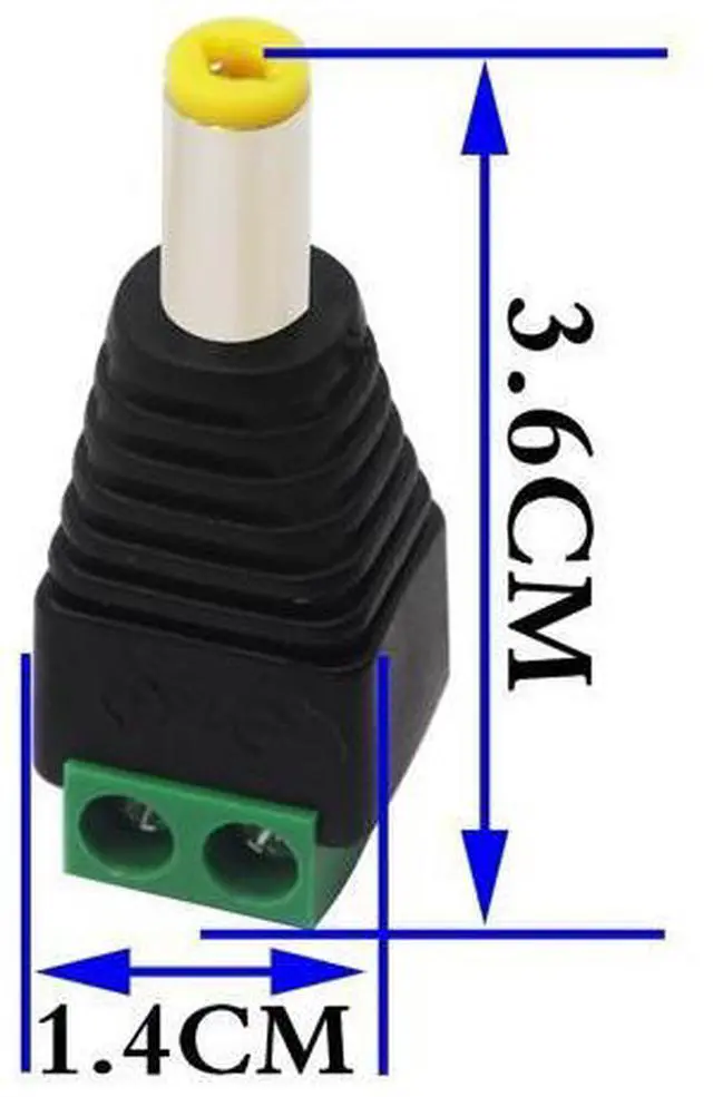 Alt view image 2 of 7 - Vszerda DC 5.5 X 2.1mm Adapter 2.1 X5.5mm Male Barrel Power Jack to 2 Pin/Way Female Bolt Screw Type terminals Adapter Connector for CCTV Security Camera, LED Strip Light, DVR12V(10pcak Male)