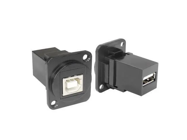 Alt view image 2 of 7 - Vszerda USB B to A Panel Mount Connector, USB 2.0 Data Connector Solderless Socket, Female to Female Converter Data Transfer Connectors for Audio Video Optoelectronic Network, Black