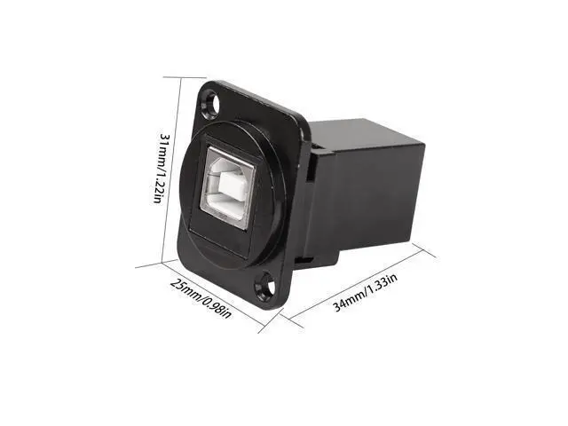 Alt view image 7 of 7 - Vszerda USB B to A Panel Mount Connector, USB 2.0 Data Connector Solderless Socket, Female to Female Converter Data Transfer Connectors for Audio Video Optoelectronic Network, Black