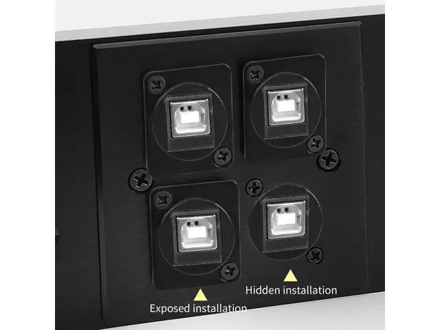 Alt view image 5 of 7 - Vszerda USB B to A Panel Mount Connector, USB 2.0 Data Connector Solderless Socket, Female to Female Converter Data Transfer Connectors for Audio Video Optoelectronic Network, Black