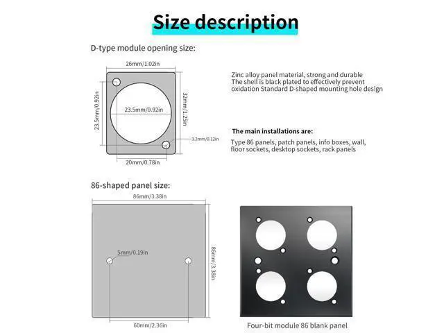 Alt view image 6 of 7 - Vszerda USB B to A Panel Mount Connector, USB 2.0 Data Connector Solderless Socket, Female to Female Converter Data Transfer Connectors for Audio Video Optoelectronic Network, Black