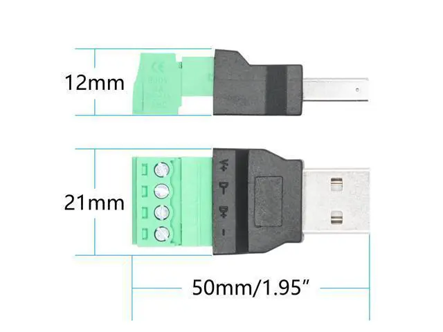 Alt view image 6 of 6 - Vszerda USB 2.0 A Male & Female to 4 Pin Screw Terminal Adapter, USB A Quick Connect Solderless Connector Converter, for USB Device Charging and Data Transfer - 1Pair