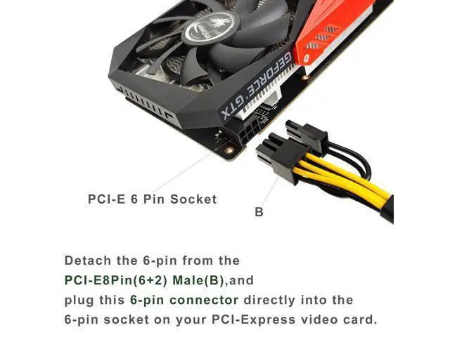 Alt view image 6 of 7 - Vszerda (4 Pack) PCIe Splitter, JZYMOD 6 Pin Female to Dual PCI-E 8 Pin (6+2) Male Flexible Sleeved Extention Cable PCI-e VGA Y-Splitters Mining Video Card Sleeved GPU Power Adapter(9.4inch/24cm)