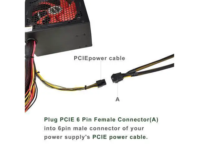 Alt view image 5 of 7 - Vszerda (4 Pack) PCIe Splitter, JZYMOD 6 Pin Female to Dual PCI-E 8 Pin (6+2) Male Flexible Sleeved Extention Cable PCI-e VGA Y-Splitters Mining Video Card Sleeved GPU Power Adapter(9.4inch/24cm)