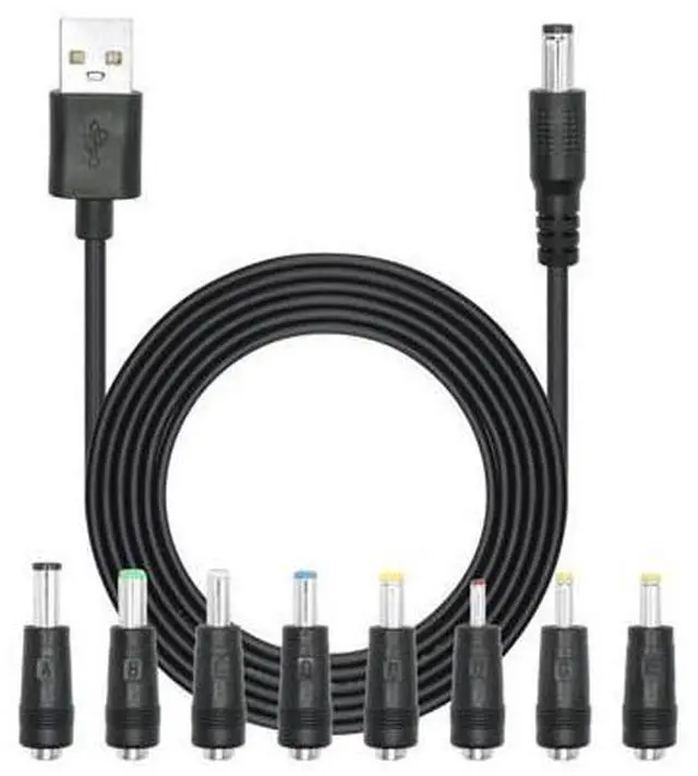 Main image of Vszerda USB to DC 5.5 x 2.1mm Power Cord 2M/6FT,5V USB 2.0 A Male to DC 5521 Male Plug Cable with 8 DC Connector(6.0 x 4.0, 6.3 x 3.0, 5.5 x 2.5, 5.5 x 2.1, 5.5 x 1.7, 4.7 x1.7, 4.0 x 1.7, 3.5 x 1.35)