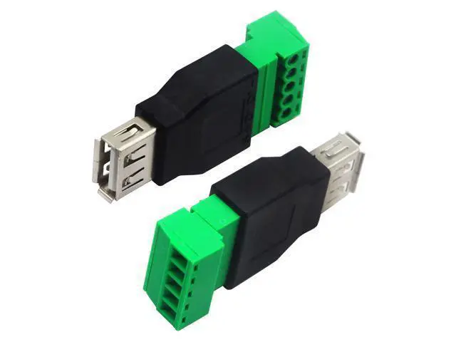 Alt view image 5 of 7 - Vszerda USB 2.0 A Screw Terminal Block Connector USB 2.0 A Female Plug to 5 Pin/Way Female Bolt Screw Shield terminals Pluggable Type Adapter Connector Converter 300V 8A(2Pack) (Female)