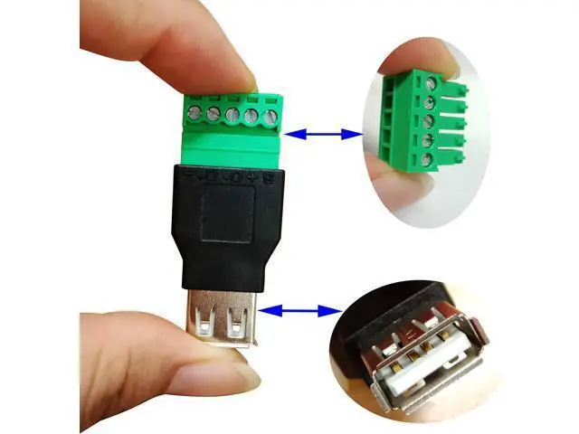 Alt view image 7 of 7 - Vszerda USB 2.0 A Screw Terminal Block Connector USB 2.0 A Female Plug to 5 Pin/Way Female Bolt Screw Shield terminals Pluggable Type Adapter Connector Converter 300V 8A(2Pack) (Female)