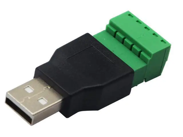 Alt view image 5 of 7 - Vszerda USB 2.0 A Screw Terminal Block Connector USB 2.0 A Male Plug to 5 Pin/Way Female Bolt Screw Shield terminals Pluggable Type Adapter Connector Converter 300V 8A(2Pack) (Male)