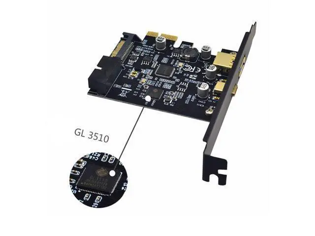 Alt view image 3 of 5 - Vszerda PCI-E 1X to USB 3.1 Gen1 (5Gbps) 2-Port USB C+USB A Expansion Card USB 3.1 PCI Express Card Adapter for 19pin Front USB 3.0 PCI-e Controller Pcie x1 Converter