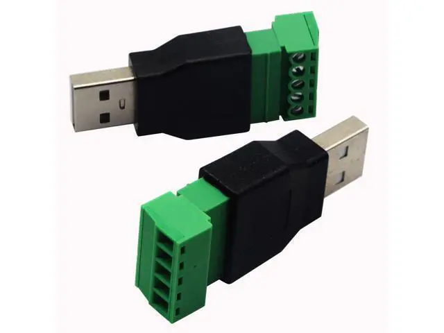 Alt view image 6 of 7 - Vszerda USB 2.0 A Screw Terminal Block Connector USB 2.0 A Male Plug to 5 Pin/Way Female Bolt Screw Shield terminals Pluggable Type Adapter Connector Converter 300V 8A(2Pack) (Male)