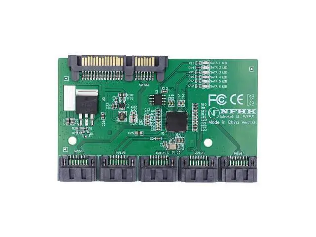 Alt view image 2 of 7 - Vszerda SATA HUB Ports 3.0 6Gbps 1 to 5 Splitter Adapter Converter PM Multiplier Port Selector JMB575