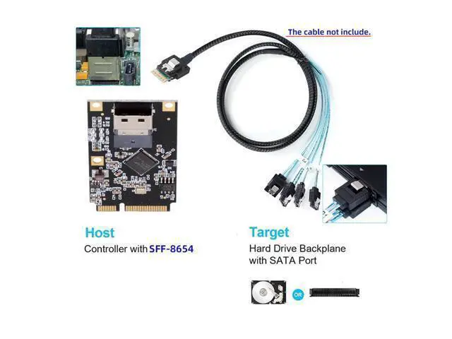 Alt view image 7 of 7 - Vszerda Mini PCI-E PCI Express to Slimline SFF-8654 SATA 3.0 Four Ports Adapter Expansion Converter 6Gbps Disk Extension Card for SSD