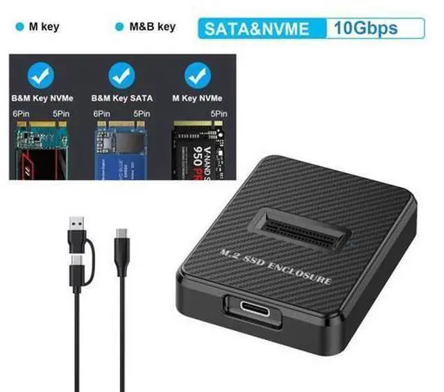 Alt view image 3 of 7 - Vszerda USB 3.0 Type-C USB-C to NVME M-Key M.2 NGFF SATA RTL9210B Chipset SSD Docking Vertical External PCBA Case Enclosure