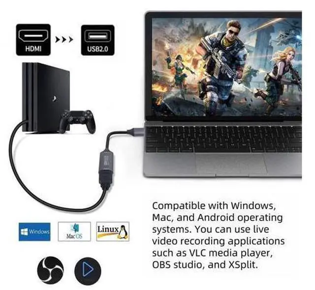 Alt view image 4 of 7 - Vszerda Video Capture Card, HDMI to USB Capture Card for Streaming, 1080P 60fps Video Capture Device for Game Recording, Compatible for Windows,Quest 3, Switch, OBS, PS4/PS5