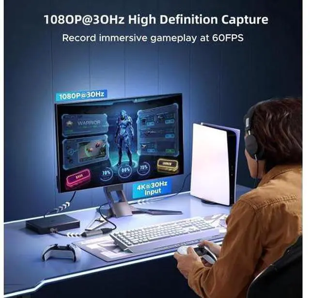 Alt view image 5 of 7 - Vszerda Video Capture Card, HDMI to USB Capture Card for Streaming, 1080P 60fps Video Capture Device for Game Recording, Compatible for Windows,Quest 3, Switch, OBS, PS4/PS5