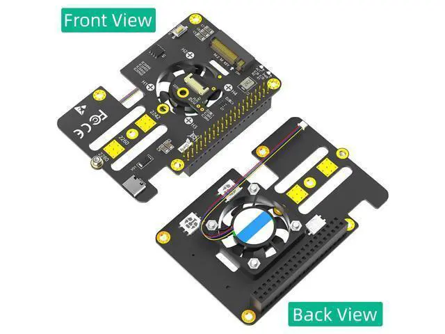 Alt view image 2 of 7 - Vszerda M.2 NVMe to PCIe 3 in 1 Combo Adapter Card with Cooler Fan and Automatic Discoloration LED for Raspberry Pi 5 (Support 2230,2242,2280 SSD)
