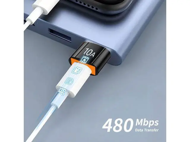 Alt view image 5 of 6 - 10Pack 200W USB C to USB Adapter, with Fast Charging & 480MB Data Transfer, USB C Converter for Apple Watch Ultra iWatch Series 8 7,iPhone 16 15 Plus Pro Max,Black