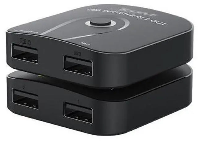 Main image of USB 2.0 Switch 2 in 2 Out, USB Switcher 2 Computers Sharing Keyboard and Mouse Printer Scanner Webcam, Printer Splitter for 2 Computers, 2 Port USB Selector Switch