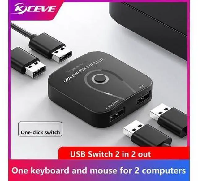 Alt view image 2 of 5 - USB 2.0 Switch 2 in 2 Out, USB Switcher 2 Computers Sharing Keyboard and Mouse Printer Scanner Webcam, Printer Splitter for 2 Computers, 2 Port USB Selector Switch