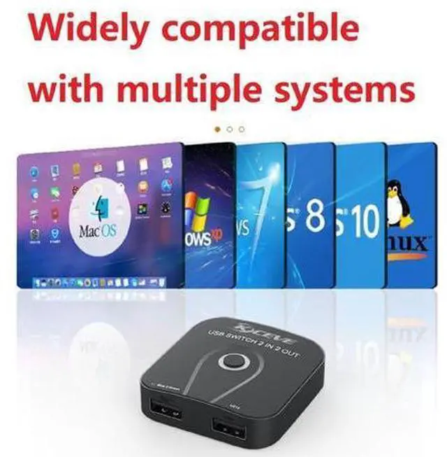 Alt view image 3 of 5 - USB 2.0 Switch 2 in 2 Out, USB Switcher 2 Computers Sharing Keyboard and Mouse Printer Scanner Webcam, Printer Splitter for 2 Computers, 2 Port USB Selector Switch