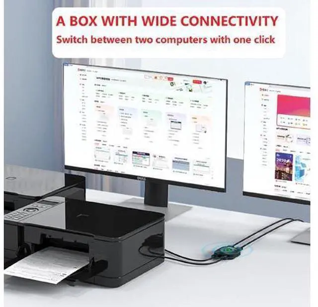 Alt view image 5 of 5 - USB 2.0 Switch 2 in 2 Out, USB Switcher 2 Computers Sharing Keyboard and Mouse Printer Scanner Webcam, Printer Splitter for 2 Computers, 2 Port USB Selector Switch