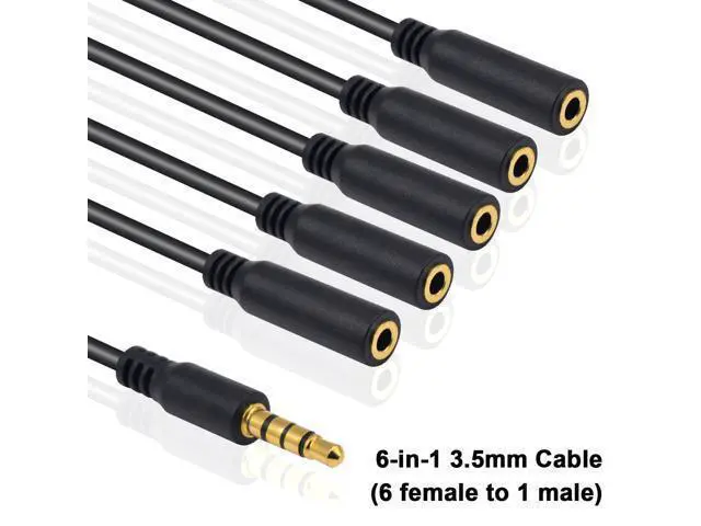 Alt view image 2 of 7 - Vszerda 3.5mm Headphone Splitter, 3.5mm Splitter 1 to 6 Ways 1/8inch TRRS Male to 6 Female Audio Headphone Cord for Earphone, Headset, Laptop, Phone, 1.5ft