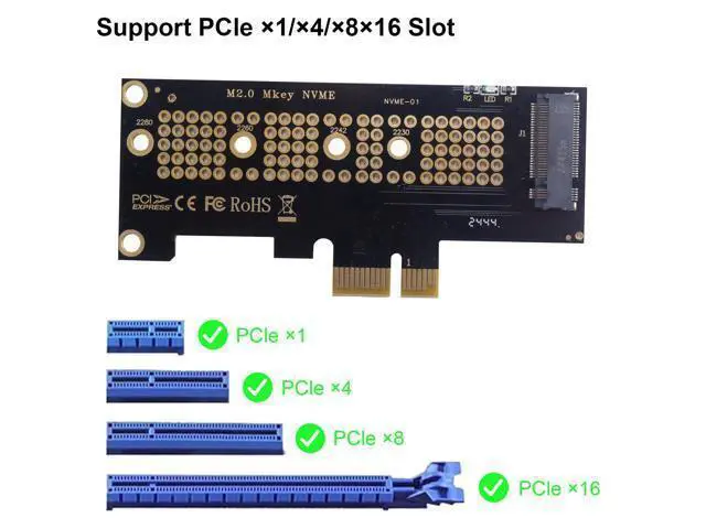 Alt view image 2 of 7 - Vszerda M.2 NVMe SSD to PCI-E 4.0 X1 Adapter, PCI-E M.2 NVMe Expansion Card, M.2 NVMe to PCIe X1 Circuit Boards, Desktop SSD Expansion Card Support 2230/2242/2260/2280