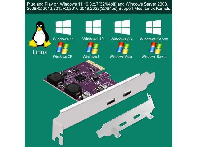 Alt view image 5 of 14 - Vszerda 2X 5Gbps USB-C Ports PCI Express to USB 3.0 Expansion Card for Windows 11, 10, 8.x, 7, Vista, XP Desktop PCs, Built in Self-Powered Technology, No Need Additional Power Supply (FS-U302C-Pro)