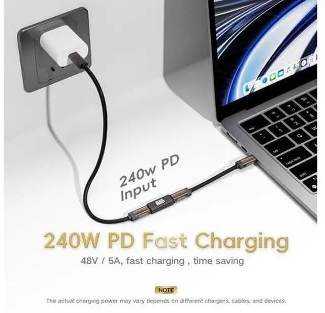 Alt view image 3 of 6 - 240W for USB C Thunderbolt 5 Coupler Female to Female 2Pack, Support 120Gbps Bandwidth, 80Gbps, 16K, Dual 8K, 4K 540Hz, Triple 4K 144Hz for Thunderbolt 4 / 3, iPhone 17, USB4, Razer Blade, Mac mini M4