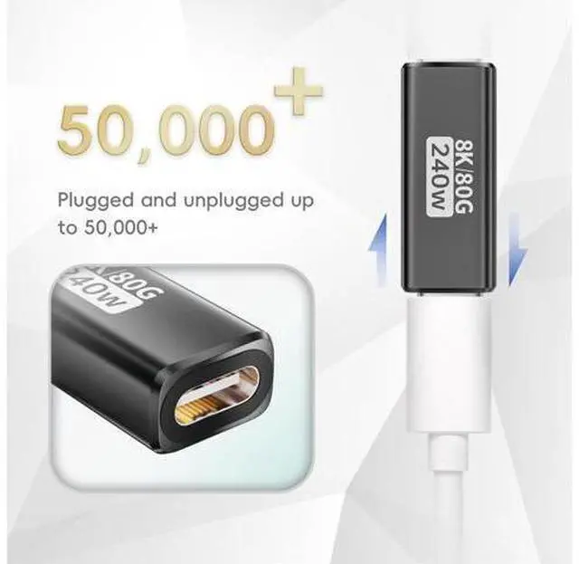 Alt view image 5 of 6 - 240W for USB C Thunderbolt 5 Coupler Female to Female 2Pack, Support 120Gbps Bandwidth, 80Gbps, 16K, Dual 8K, 4K 540Hz, Triple 4K 144Hz for Thunderbolt 4 / 3, iPhone 17, USB4, Razer Blade, Mac mini M4