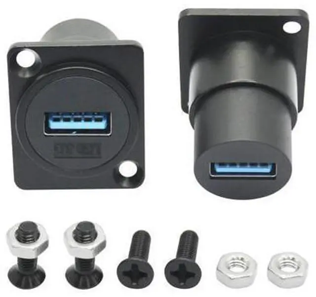 Main image of Vszerda 2Pcs USB 3.0 Panel Mount Connector Socket, D-Type USB 3.0 Through Data Female to Female Coupler with Install Screw, USB High Speed Data Extension Adapter